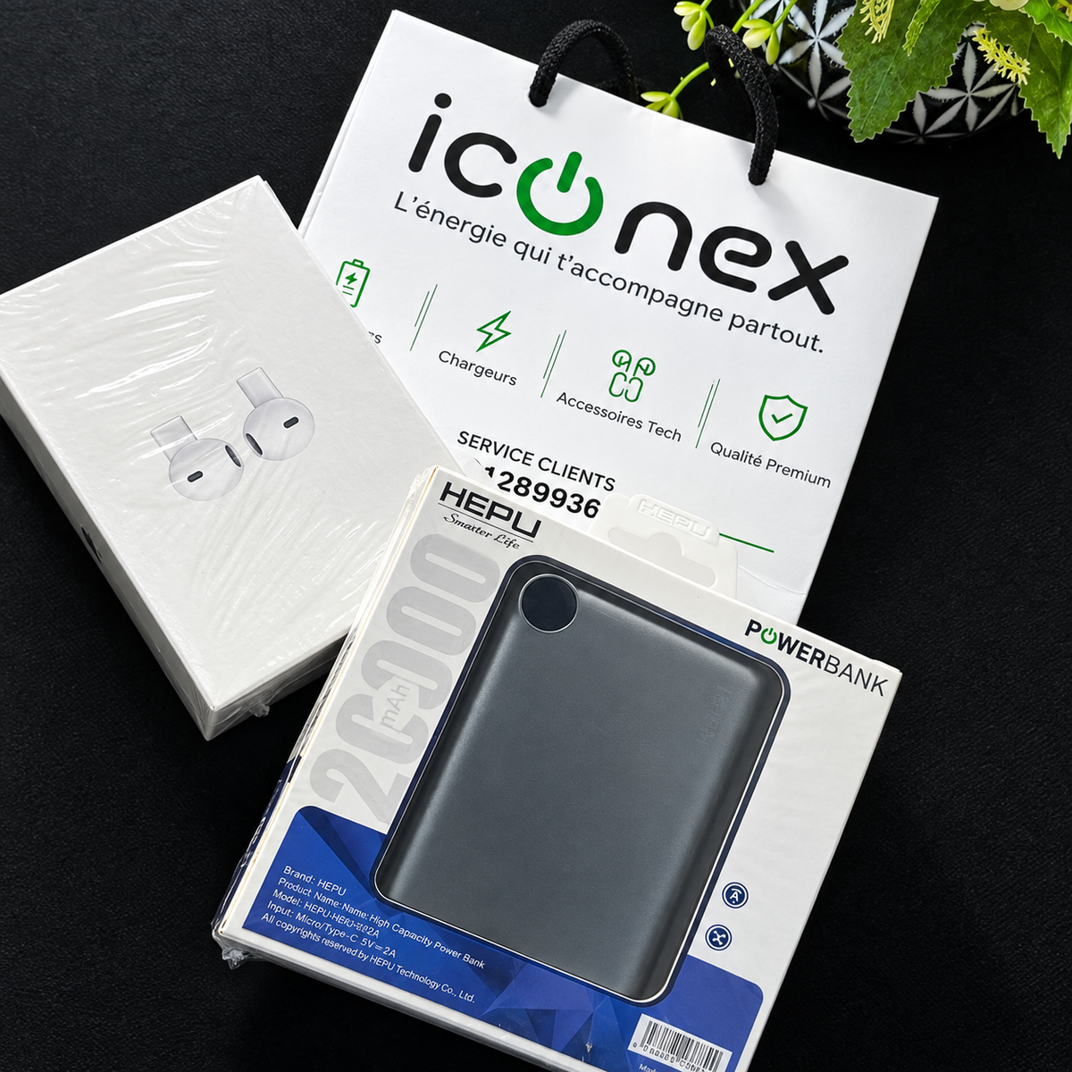 Powerbank HEPU Ultra Rapide 22,5W + Écouteur Sans Fil Offert