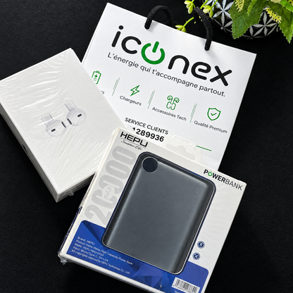 Powerbank HEPU Ultra Rapide 22,5W + Écouteur Sans Fil Offert